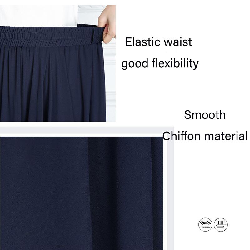Women Vintage Elegant  High Waist A-line Chiffon Skirt Long Pleated Skirt