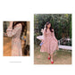 Gentle Color All-match Floral Mid-length Slim Chiffon Midi Skirt Dress