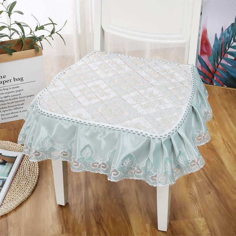 Printed Lace Edge Modern Style Non-slip Dining Chair Cushion Stool Seat Cushion with Straps Four Seasons Universal Chair Cushion