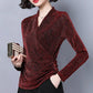 Women's Spring and Autumn T-shirt Plus Size Slim V-neck Long-sleeved Top