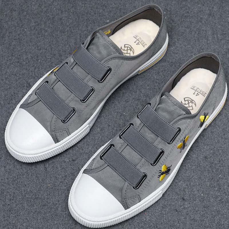 Plus Size 38-44 Summer Men Canvas Sneakers Comfortable Deodorant Running Basketball Shoes Breathable Shockproof Non-slip Bee Shoes
