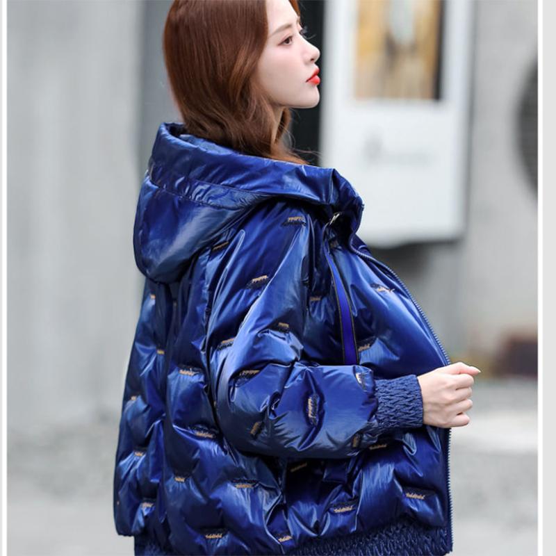 Bright Face Down Cotton Padded Clothes Short Loose Thickened Warm Coat Women's Korean Hooded Down Jacket Quilted Jacket