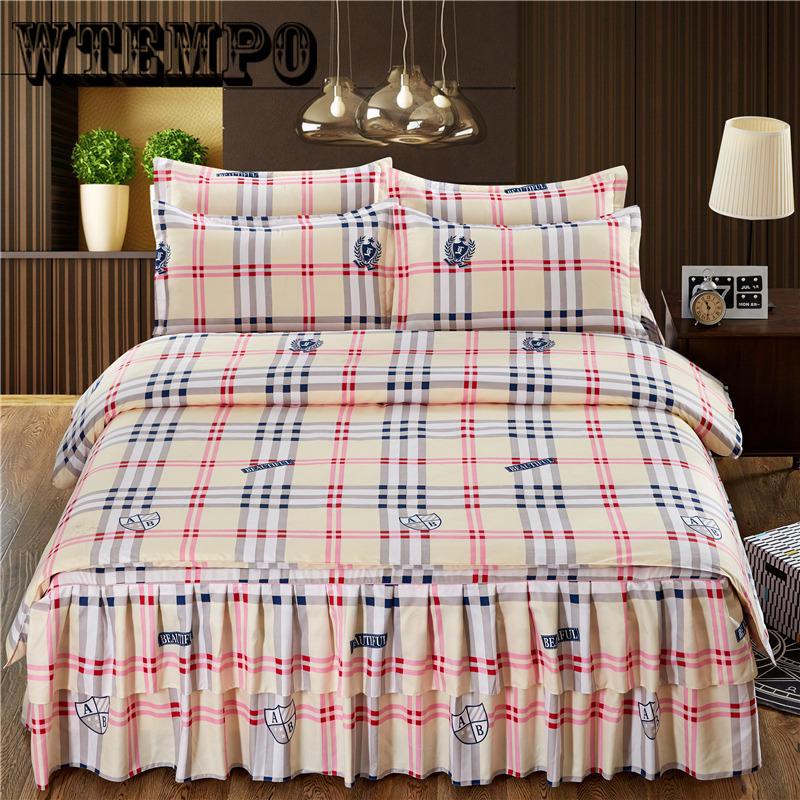 Lace Bed Skirt Set Pillowcases Winter Bedding Set Full Queen King Size Mattress Bed Cover Set