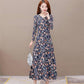 Retro Runway Designer Dress Women's Long Sleeve Print Shirt Dress Office Work Dress Femme