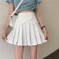 Women's Summer Pleated Skirts Button Design Irregular High Waist Slim A-line Skirts Safety Pants Lining Mini Skirts All Match Casual Tennis Skirt
