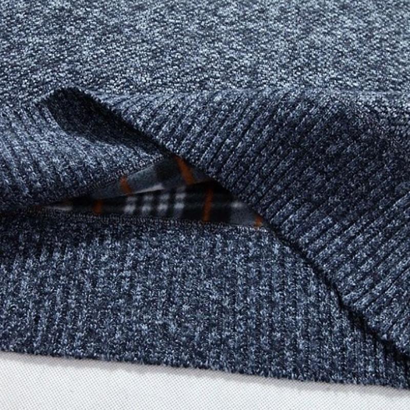 Men's Thick Plus Fleece Sweatshirts Pullover Sweater Base Sweater Men's Loose Warm Knit Sweater Stand-up Collar Sweater