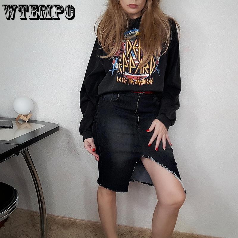 Denim Skirt Autumn Solid Color Zipper Mid Waist Cowboy Skirt Package Hip Knee Length A-line Slim Skirts