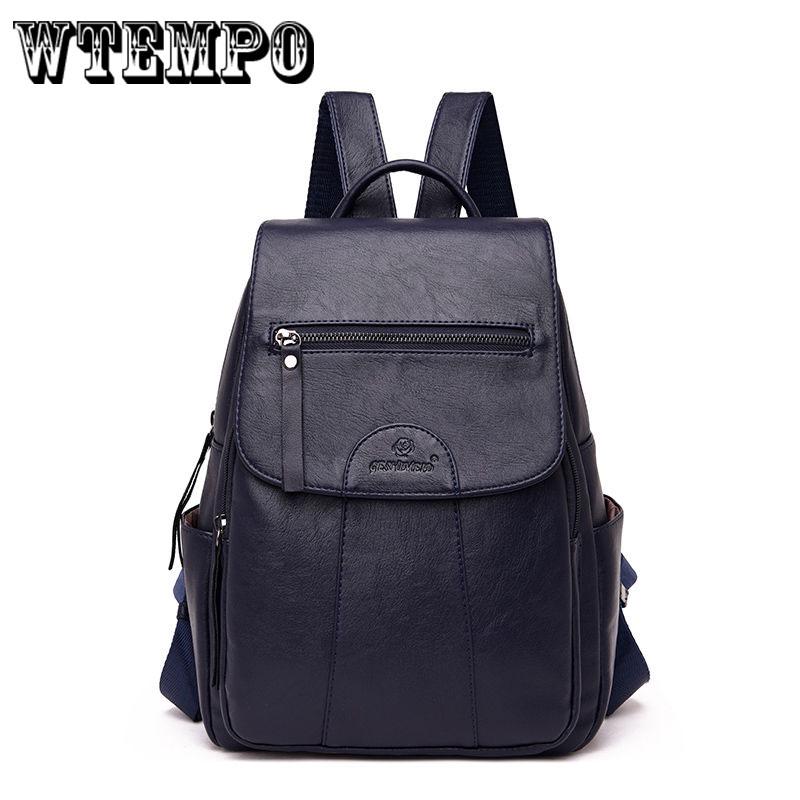 Simple Fashion Women Backpack Leather  Travel Shoulder Bags Ladies Girls Students School Bag