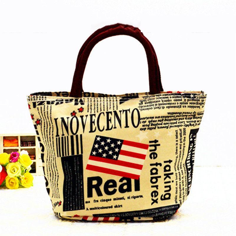 Portable Women's Bag Oxford Canvas Mommy Lunch Bag Flower Cloth Bag Hand Carry Lunch Box Bag Mother Cloth Bag Thick and Waterproof