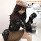Autumn Fashion Loose Sweater Leopard Print Short Loose Pullover Short Round Neck Young Women's Knitwear