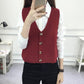 Spring and Autumn Knitted Loose Vest Sleeveless Cardigan Sleeveless Sweater V-neck Short Women's Top