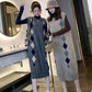 Spring Autumn Cocoon Type Over The Knee Mid-length Sleeveless Knitted Dress Female Retro Wild Thin Waistcoat Tide