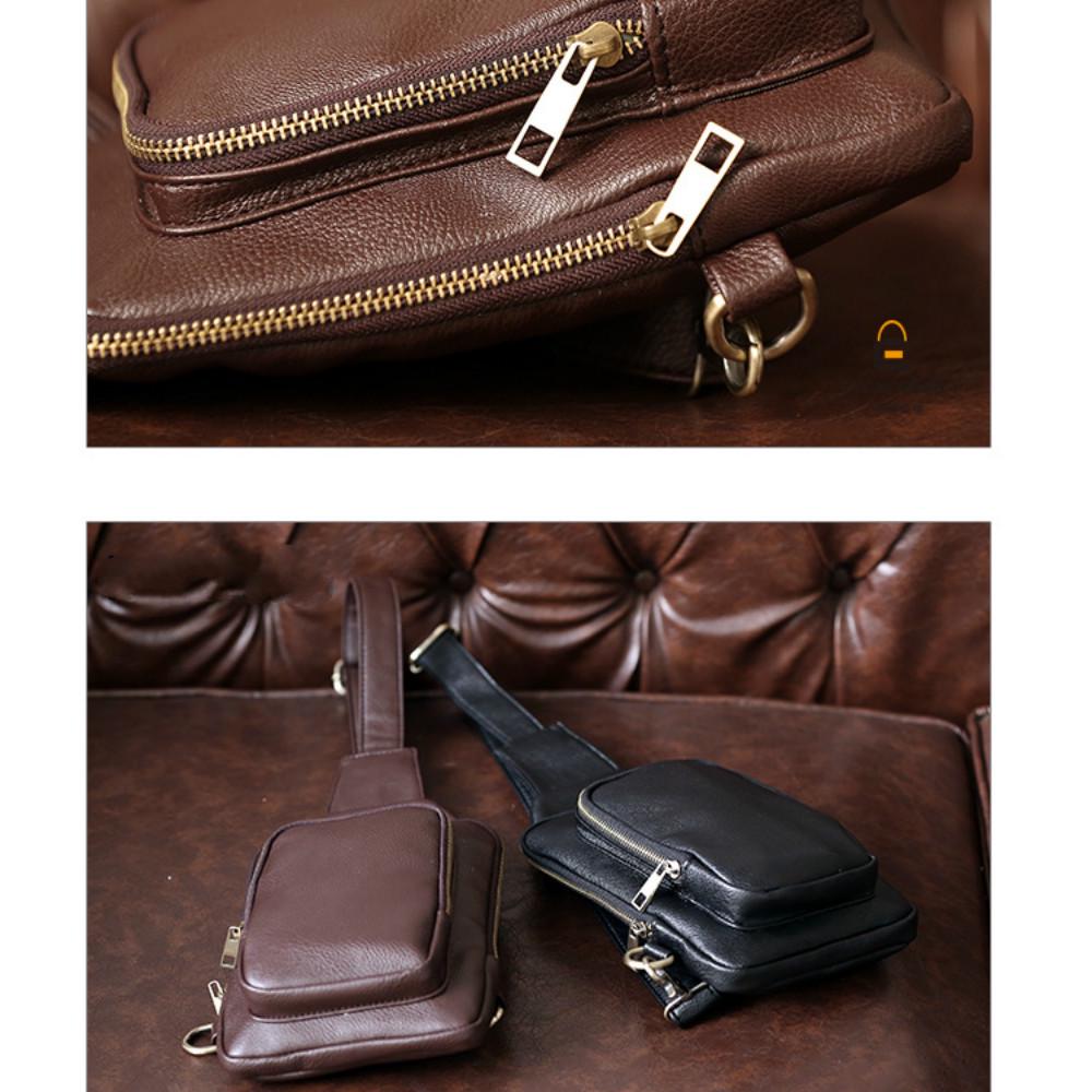 Chest Bag Men's Waterproof Multi-layer Zipper Solid Color Messenger Bag Outdoor Sports Shoulder Bag