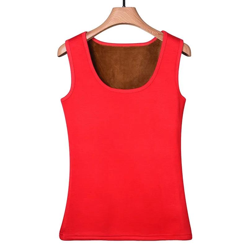 Plus Size M-5XL Velvet Women Vest Sexy Winter Clothing Thermal Underwear Warm Body Tops Sleeveless Solid Slim O Neck Undershirt