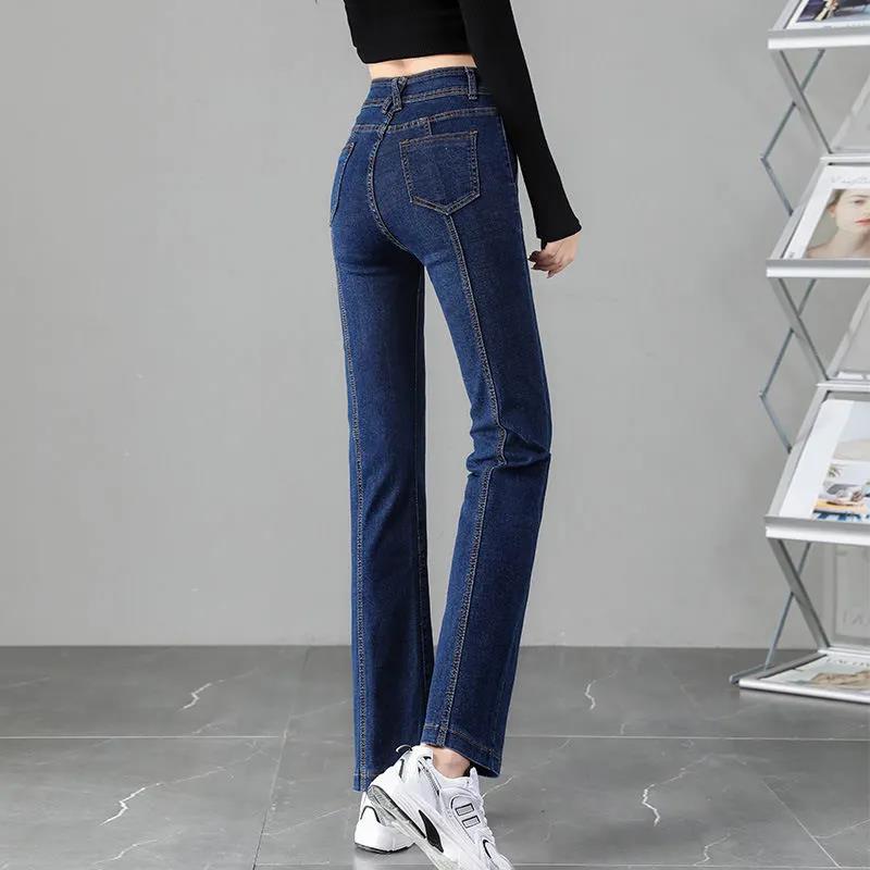 Jeans Women's Spring and Autumn 2021 New Korean Version Loose High Waist Slim All-match Trousers Straight Wide Leg Pants