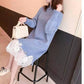 Pofulove 6 Colors Women Cute Pullover Sweater Dress  Half-Turtleneck Lace Knitted Long Skirt