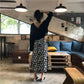 New Women Korea Loose Elastic Waist Floral Skirts Spring Summer Floral Chiffon Skirt