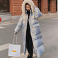 Shiny Down Cotton Jacket Fashion Color Hooded Jacket Winter Thicken Warm Long Over-the-knee Cotton Jacket Suitable for Women