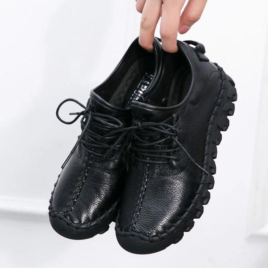 Cowhide Women's Shoes Spring and Autumn Sports Casual Shoes Leather Comfortable Flat Bottom Mother Shoes Soft Bottom All-match Four Seasons Shoes
