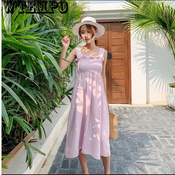 Women's dress with suspenders Temperament Chiffon Dress