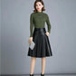 Women Spring Autumn PU Leather Skirts Lady High Waist A-line Skirt Midi Length Black Skirt Women