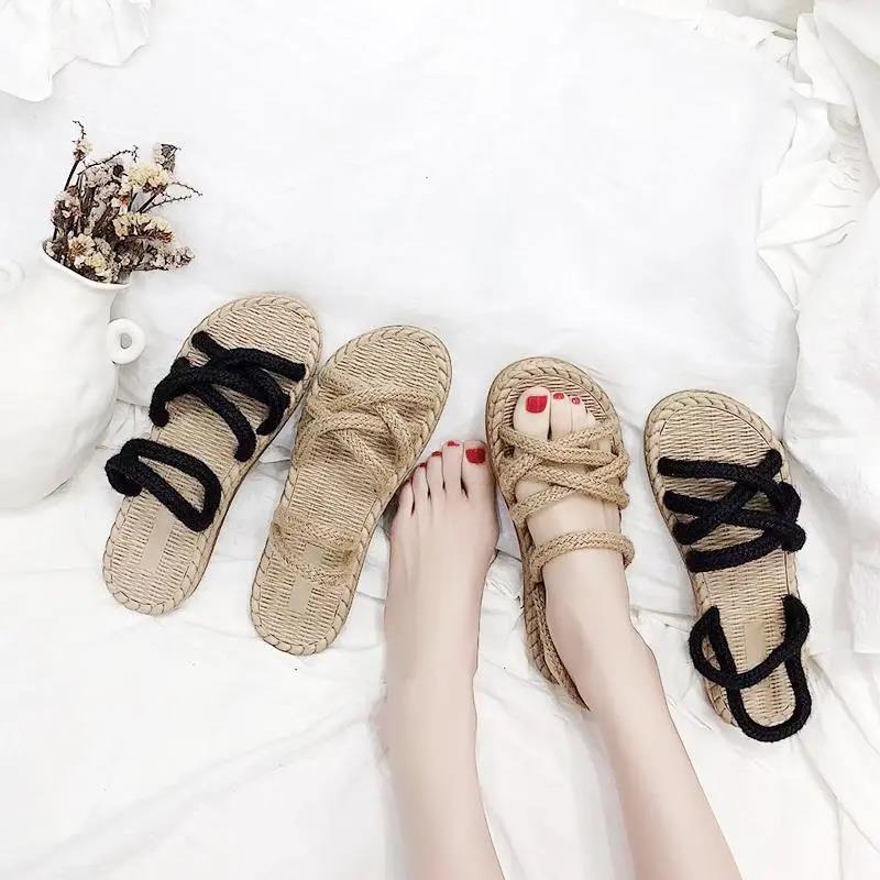 Super Good-looking Roman Sandals, Women's Hemp Rope, Two-wear Slippers, Women's Shoes, Summer Students All-match