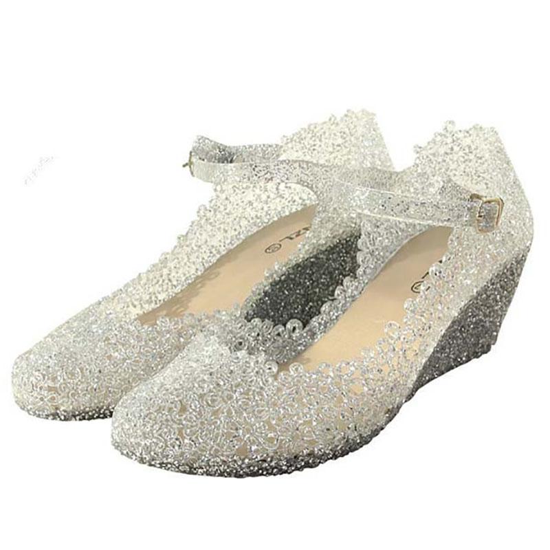 Crystal Sandals Wedge Women's Shoes High-heeled Shoes Women's Square Dance Shoes Baotou Hole Shoes