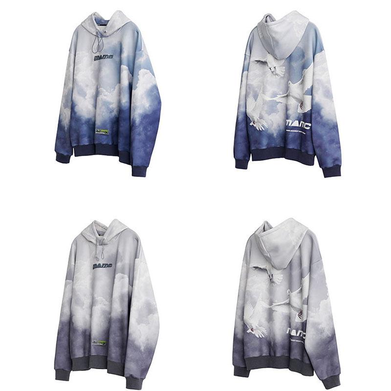 Autumn Winter Plus Velvet Sweater Couple  Loose Gradient Color Tie-dye Hoodie Men  Women Hooded Sweatshirt Unisex