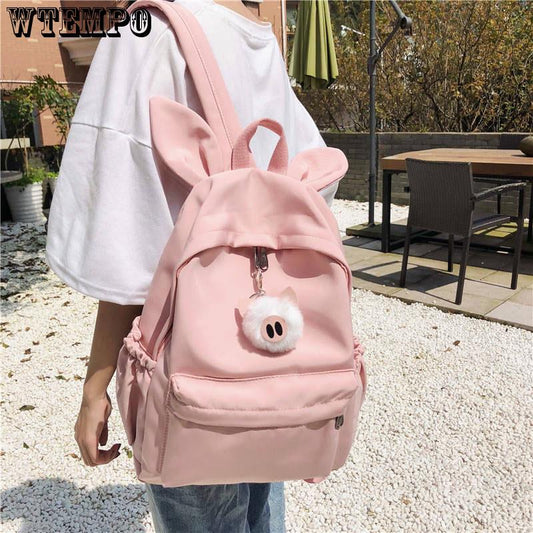 Fashion Waterproof Women Backpack Travel Knapsack  Girls Bookbags Cute bunny ear Backpack