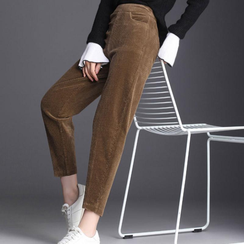 Plus Fleece Pants Autumn and Winter Women's Pants Thickened Corduroy Women's Casual Pants Loose Korean Harem Pants Old Pants