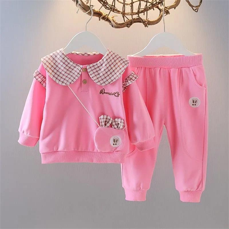Set of Girls Spring and Autumn Sweater Sports Little Girl Autumn Two Sets