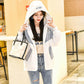 Women's Jacket Loose Baseball Uniform All-match Sun Protection Clothing Women's Hooded Drawstring Design Loose Casual Jacket