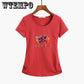 Women T-shirt  Letters Print Slogan tshirts Cotton Round Neck Short Sleeve Casual Plus Size Tops
