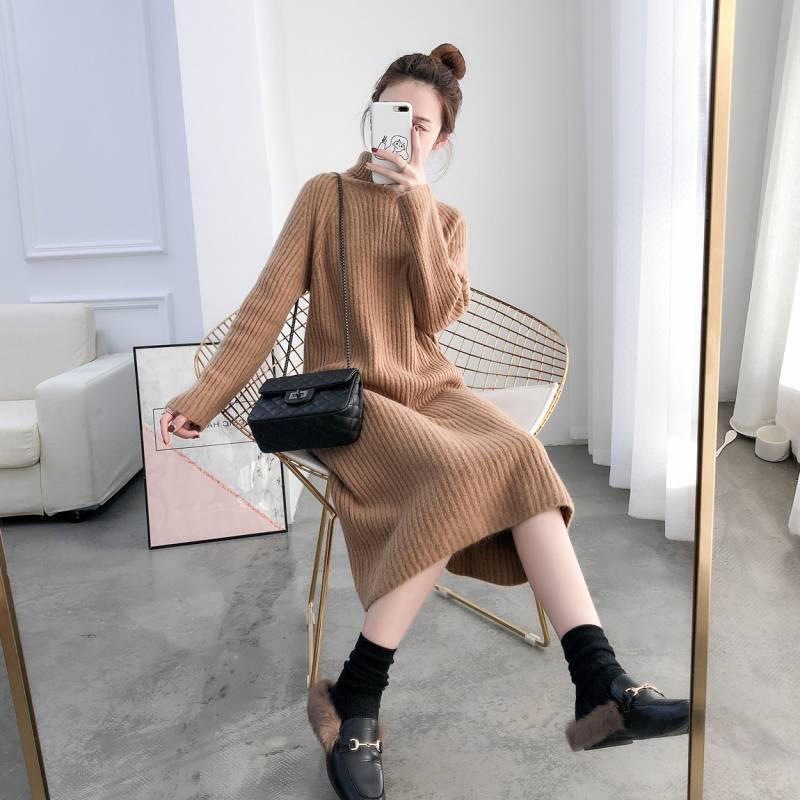 Pullover Women's Autumn and Winter New Loose High Collar Thickening Long Paragraph Bottom Skirt