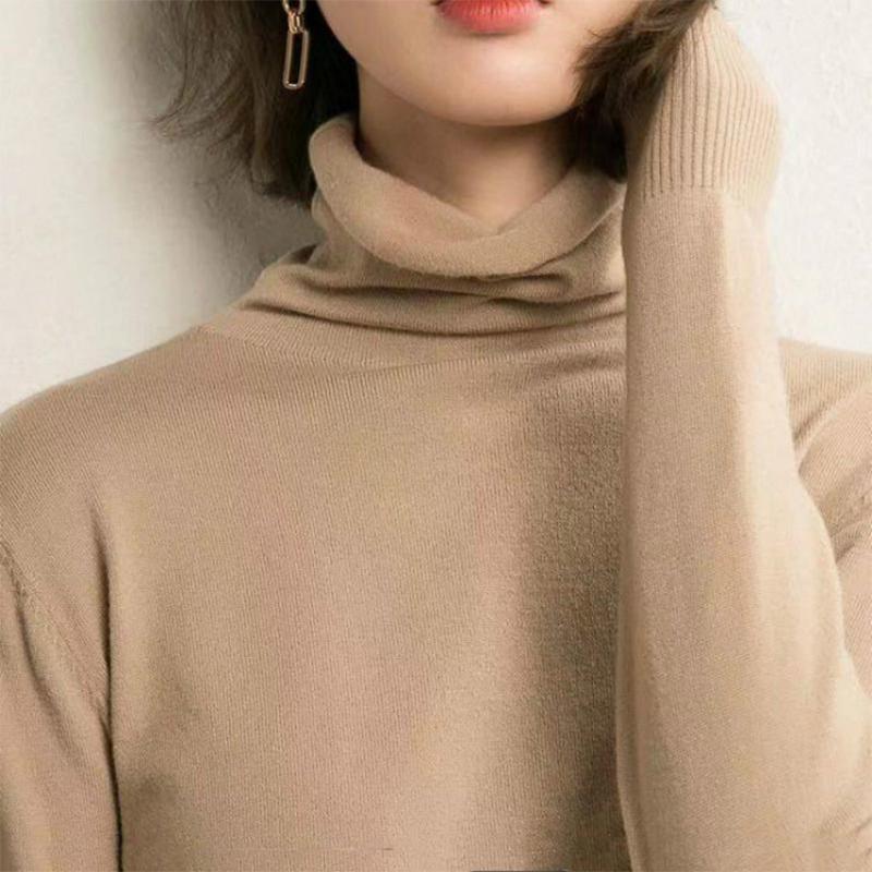 Turtleneck Slim Bottoming Sweater Long Sleeved Autumn Winter Solid Color Sweater Women