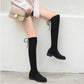 Over-the-knee Boots Women 3cm Suede Flat Bottom and Velvet Lace-up Boots High Boots Knight Boots Women Comfortable