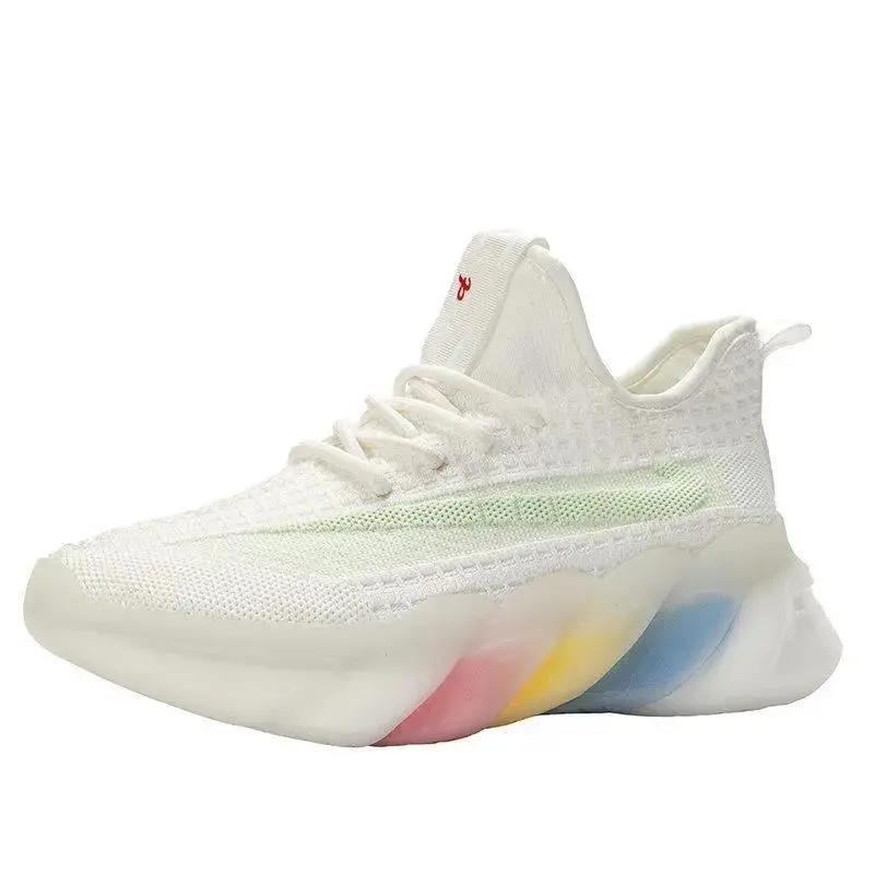 Women's Flying Woven Sneakers Summer Breathable Mesh Thin Lightweight Jelly-soled Coconut Shoes Casual Shoes