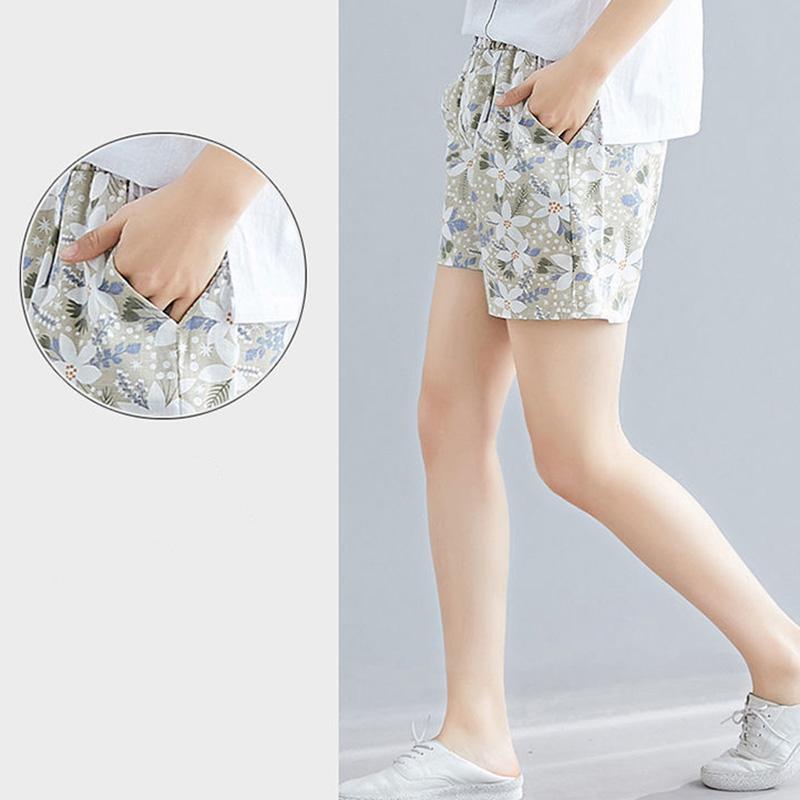 WTEMPO Cotton Floral Pajama Pants Sleepwear Women Shorts Lace Thin Safety Home Outside Anti-exhaust Leggings Shorts