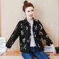 Vintage Autumn Ladies Jacket Flower Print Women Fashion Zipper Up Long Sleeve Casual Coat Slim Basic Bomber Jackets