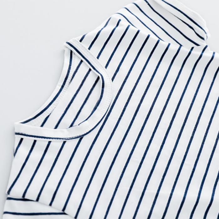 Baby Summer Carrying Pants Set Boys and Girls Baby Suit Summer Short Sleeve Stripe Embroidery Two Piece Set 1-3 Years Old