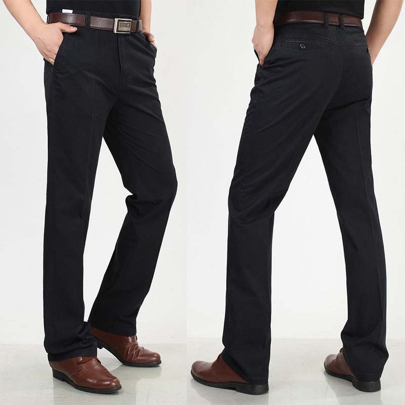 100% Cotton Summer Thin Section Middle-aged Men's Loose Straight Casual Trousers High Waist