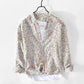 Retro Pastoral Style Printed Linen Long-sleeved Shirt Men's Loose Youth and Thin Fashion Floral Cotton and Linen Shirt