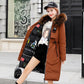 Faux Fur Collar Short Parkas Loose Down Cotton Coats Winter Women Hooded Jackets