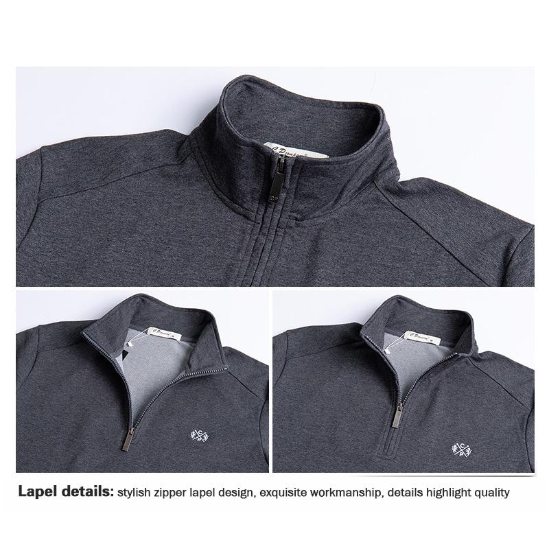 Spring and Autumn Men's Zipper Long Sleeve T-shirt Casual Pure Cotton Men's Top Stretch Large Size