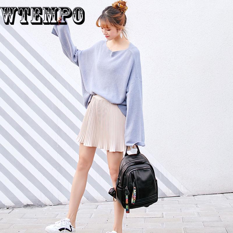 PU Leather Women's Backpacks Bag For Teenager Girls Fashion Solid Backpack Female Rucksacks