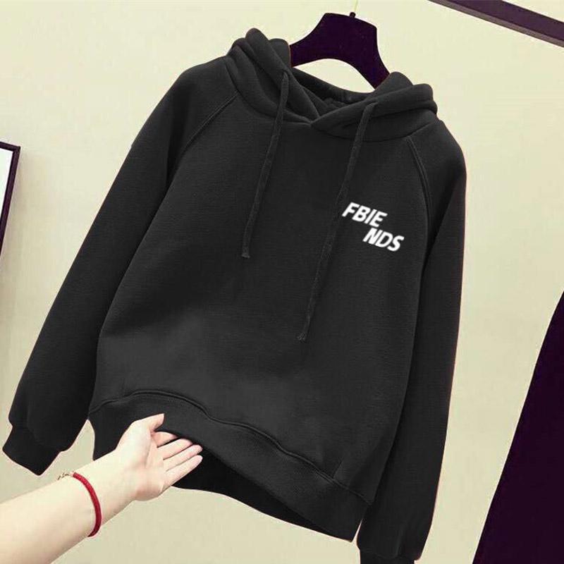 Wild Large Size Long Sleeve Warm Hooded Jacket Autumn and Winter Cotton Sweater Women's Sweatshirt