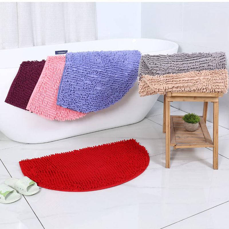 Soft Carpet Slip-resistant Bathing Room Rug Floor Door Mat Dirt Barrier Semi Circle Floor Door Cushion Mat Rug
