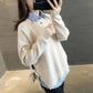 One-piece Round Neck Sweater Lace-up Sweater Spring and Autumn Loose Bottoming Sweater Ladies Top Solid Color Wild Sweater