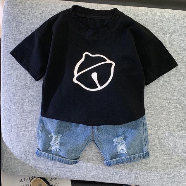 Summer Children's Clothes Summer 1-5 Years Old Children's Boy and Girl Solid Color Printing Short-sleeved Suit
