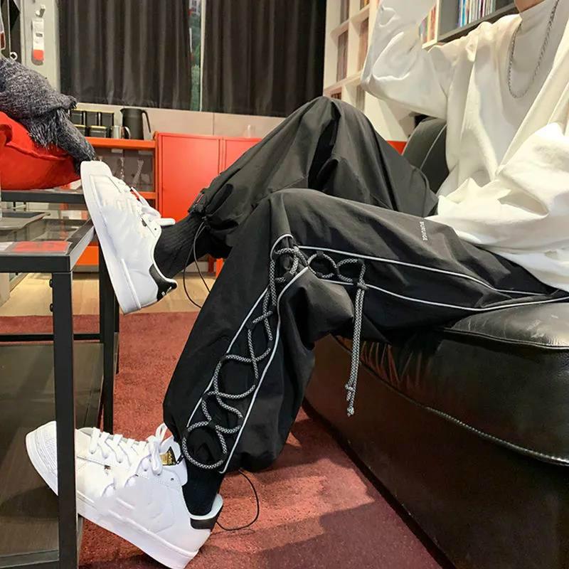 Summer Drawstring Woven Casual Pants Summer Straight Loose High Street Ins Tide Brand Wide-leg Sports Pants Men and Women The Same Paragraph